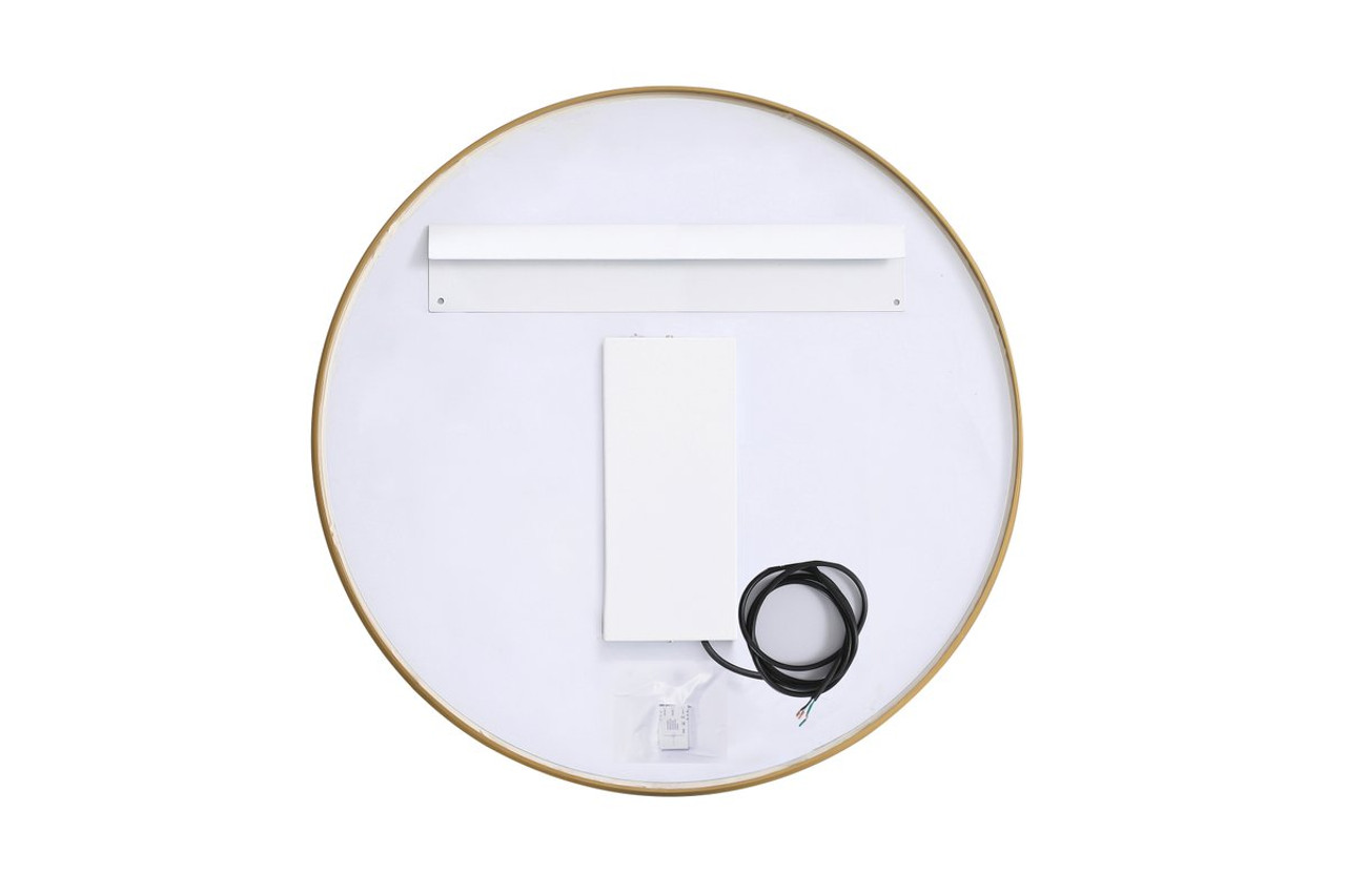 Elegant Decor MRE6032BR Pier 32 inch LED mirror with adjustable color temperature 3000K/4200K/6400K in brass