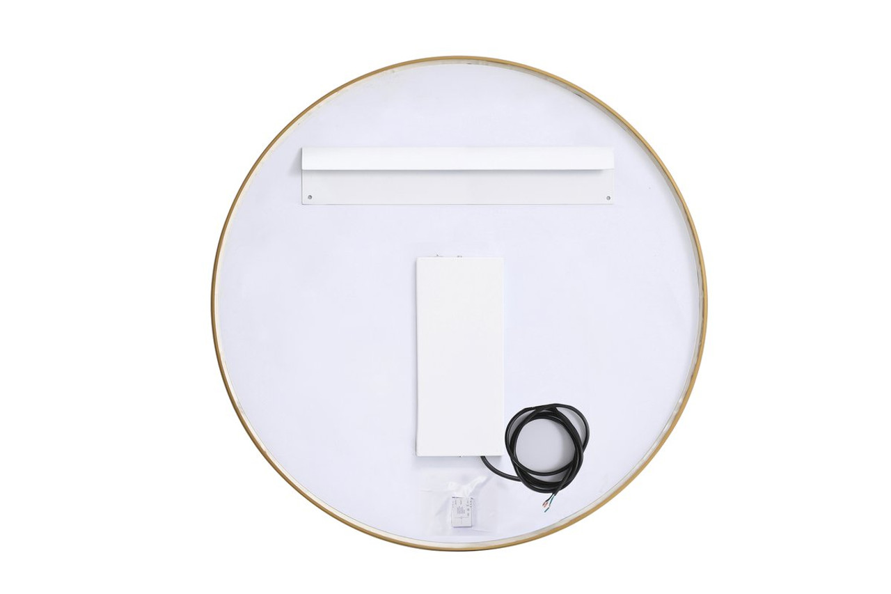 Elegant Decor MRE6036BR Pier 36 inch LED mirror with adjustable color temperature 3000K/4200K/6400K in brass