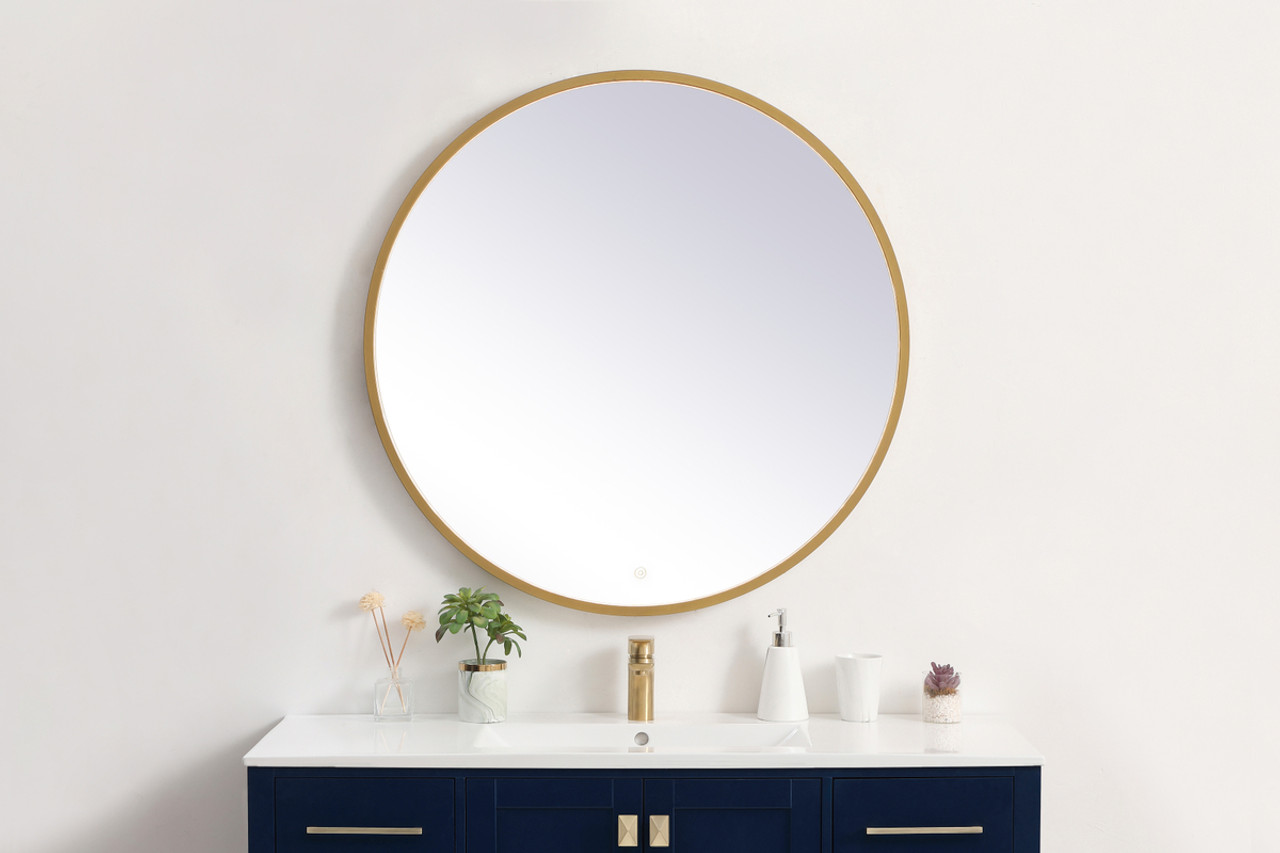 Elegant Decor MRE6036BR Pier 36 inch LED mirror with adjustable color temperature 3000K/4200K/6400K in brass