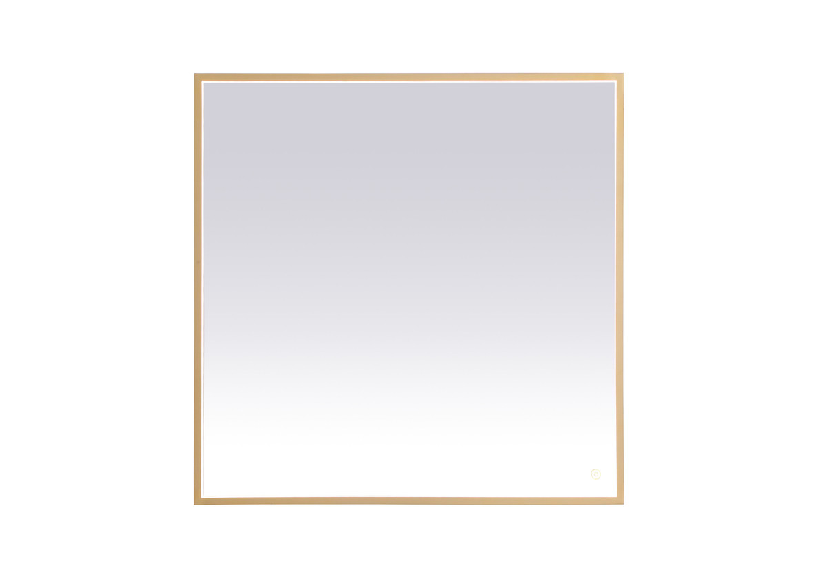 Elegant Decor MRE63636BR Pier 36x36 inch LED mirror with adjustable color temperature 3000K/4200K/6400K in brass