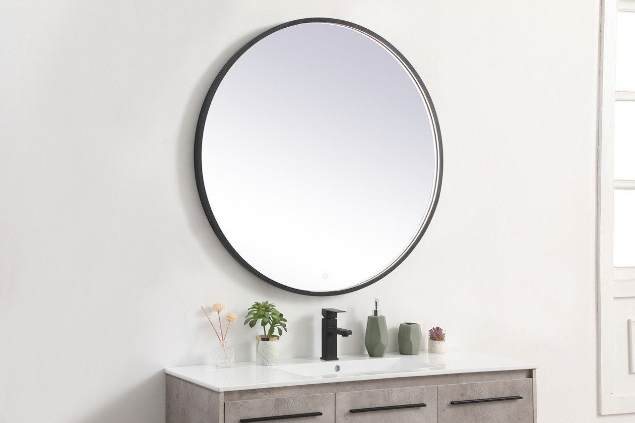 Elegant Decor MRE6039BK Pier 39 inch LED mirror with adjustable color temperature 3000K/4200K/6400K in black