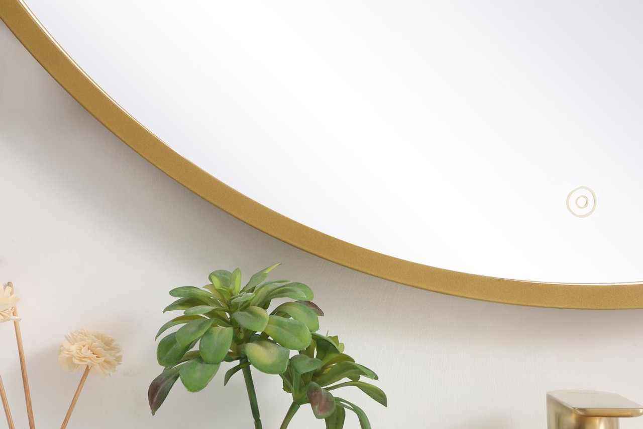 Elegant Decor MRE6039BR Pier 39 inch LED mirror with adjustable color temperature 3000K/4200K/6400K in brass
