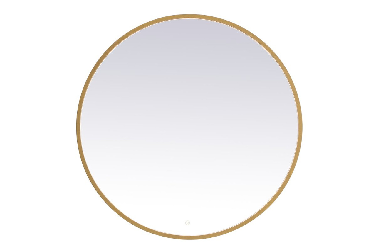Elegant Decor MRE6039BR Pier 39 inch LED mirror with adjustable color temperature 3000K/4200K/6400K in brass