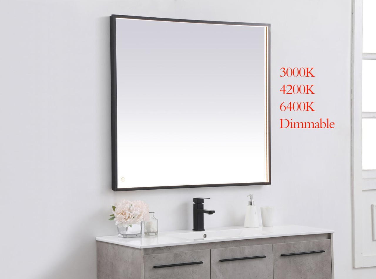 Elegant Decor MRE63640BK Pier 36x40 inch LED mirror with adjustable color temperature 3000K/4200K/6400K in black