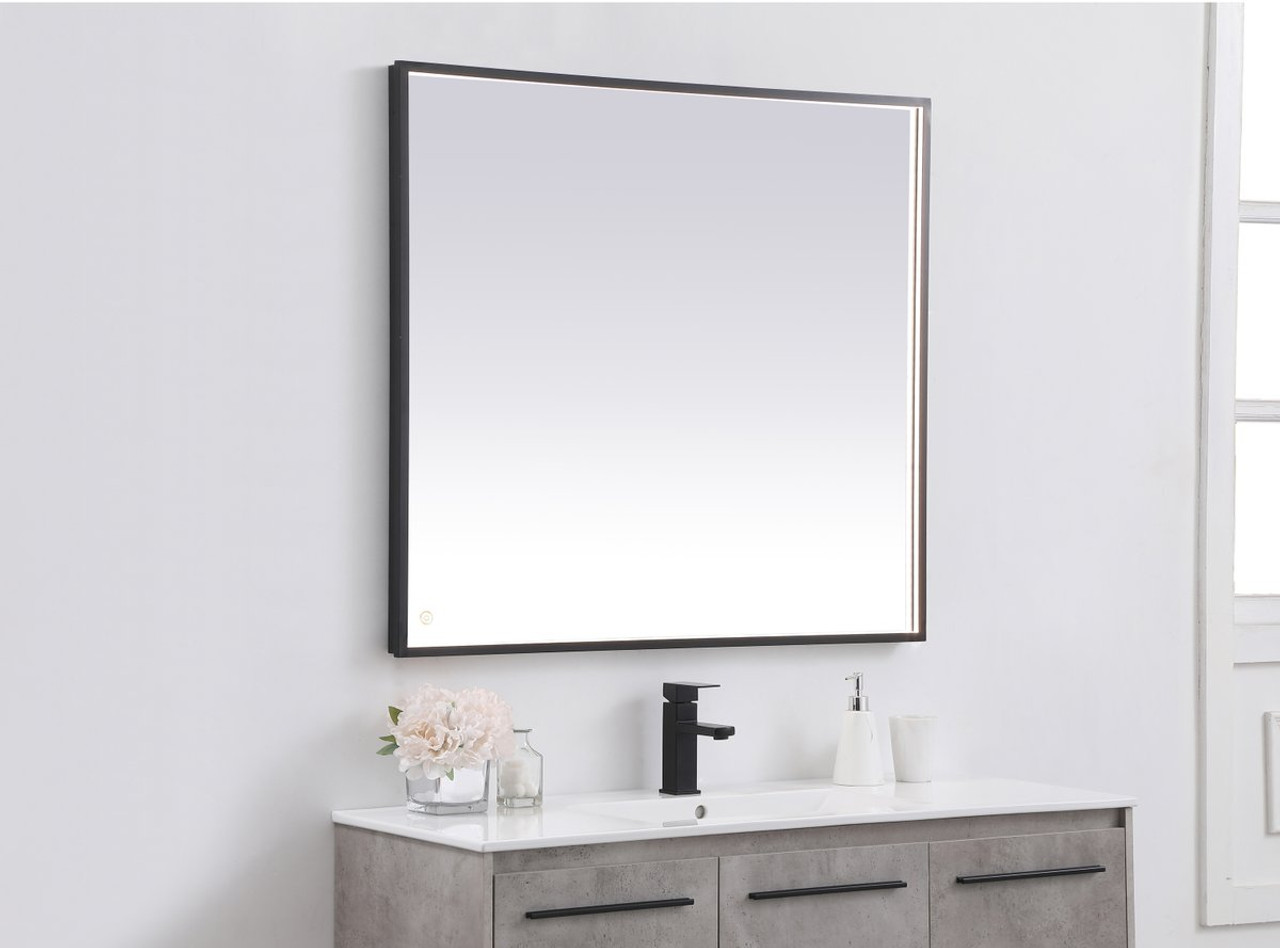 Elegant Decor MRE63640BK Pier 36x40 inch LED mirror with adjustable color temperature 3000K/4200K/6400K in black