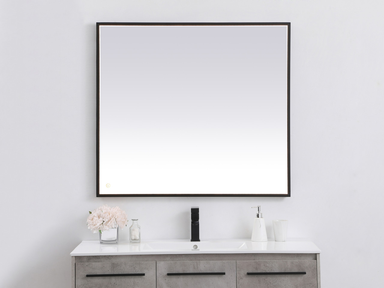 Elegant Decor MRE63640BK Pier 36x40 inch LED mirror with adjustable color temperature 3000K/4200K/6400K in black