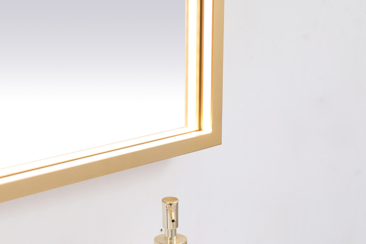 Elegant Decor MRE63640BR Pier 36x40 inch LED mirror with adjustable color temperature 3000K/4200K/6400K in brass