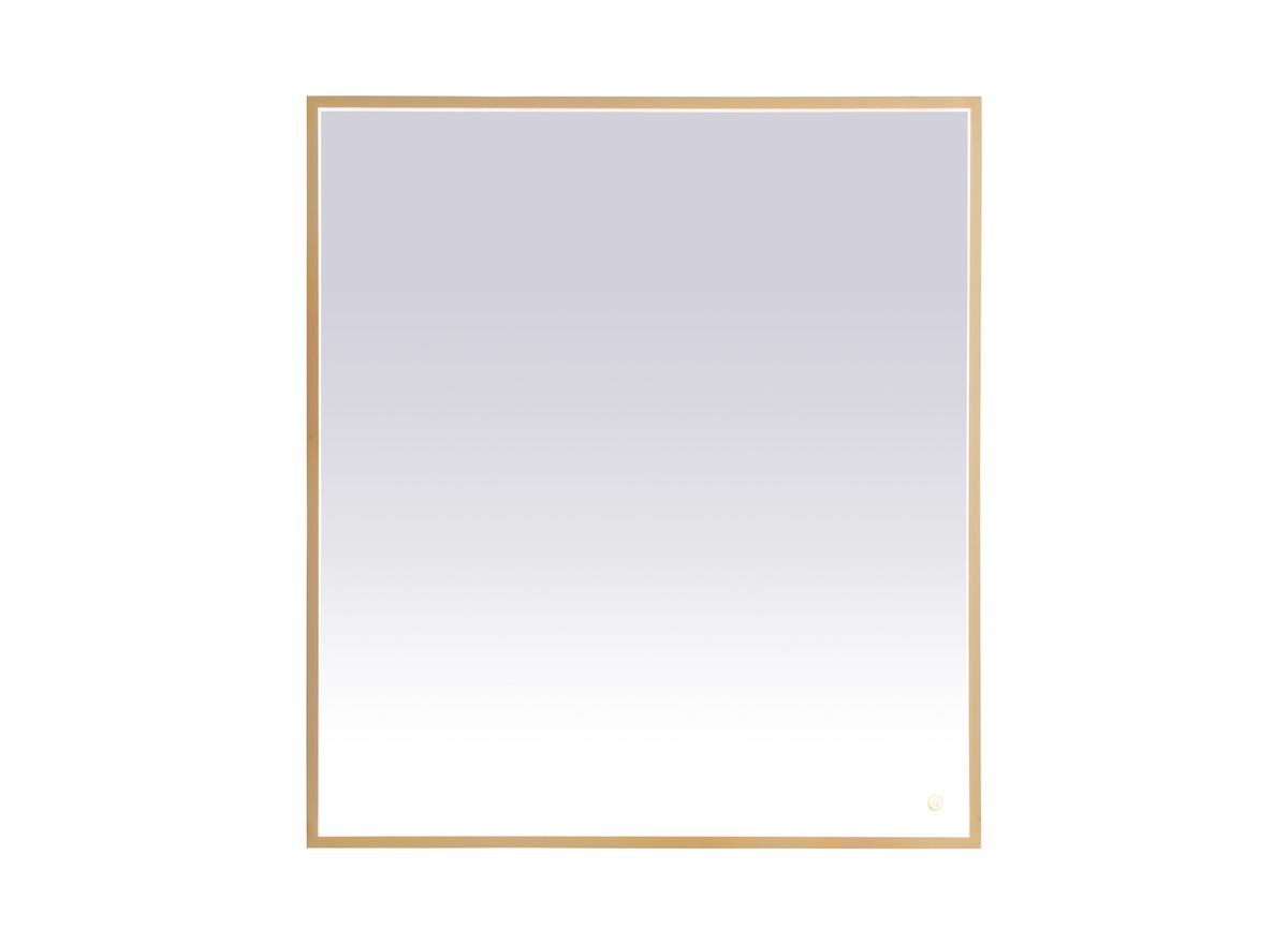 Elegant Decor MRE63640BR Pier 36x40 inch LED mirror with adjustable color temperature 3000K/4200K/6400K in brass