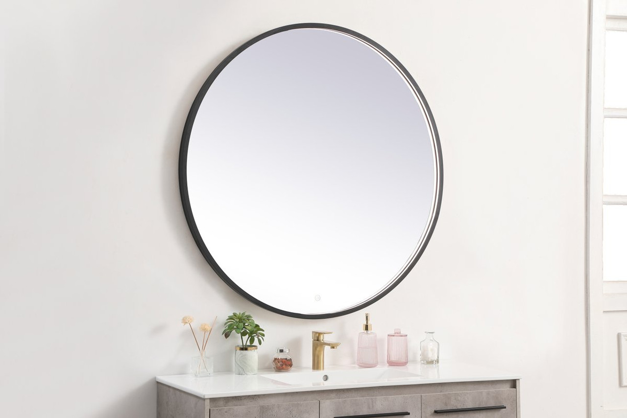 Elegant Decor MRE6042BK Pier 42 inch LED mirror with adjustable color temperature 3000K/4200K/6400K in black