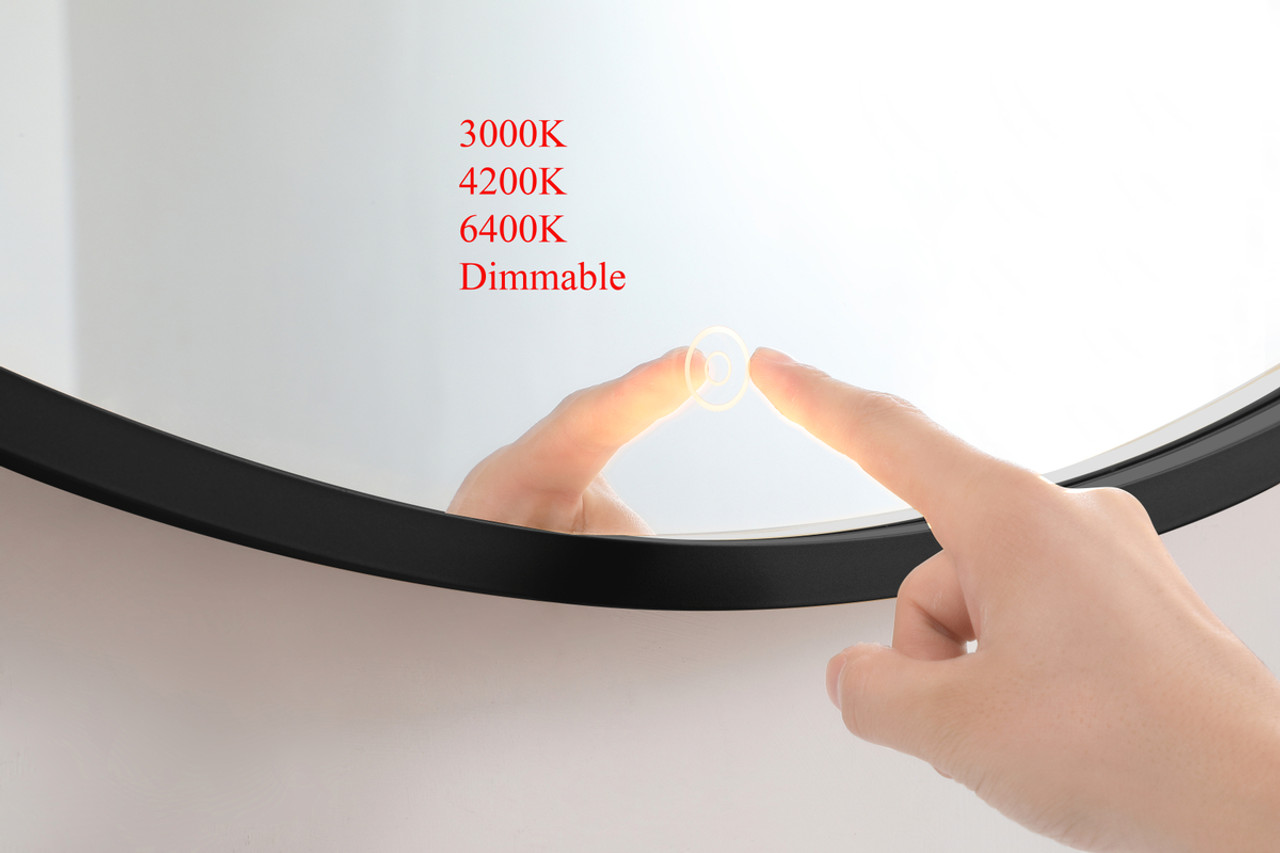 Elegant Decor MRE6042BK Pier 42 inch LED mirror with adjustable color temperature 3000K/4200K/6400K in black