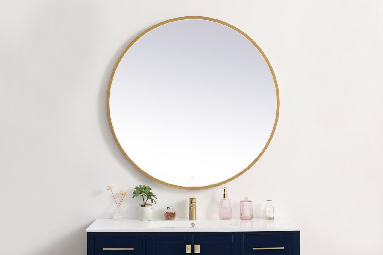 Elegant Decor MRE6042BR Pier 42 inch LED mirror with adjustable color temperature 3000K/4200K/6400K in brass