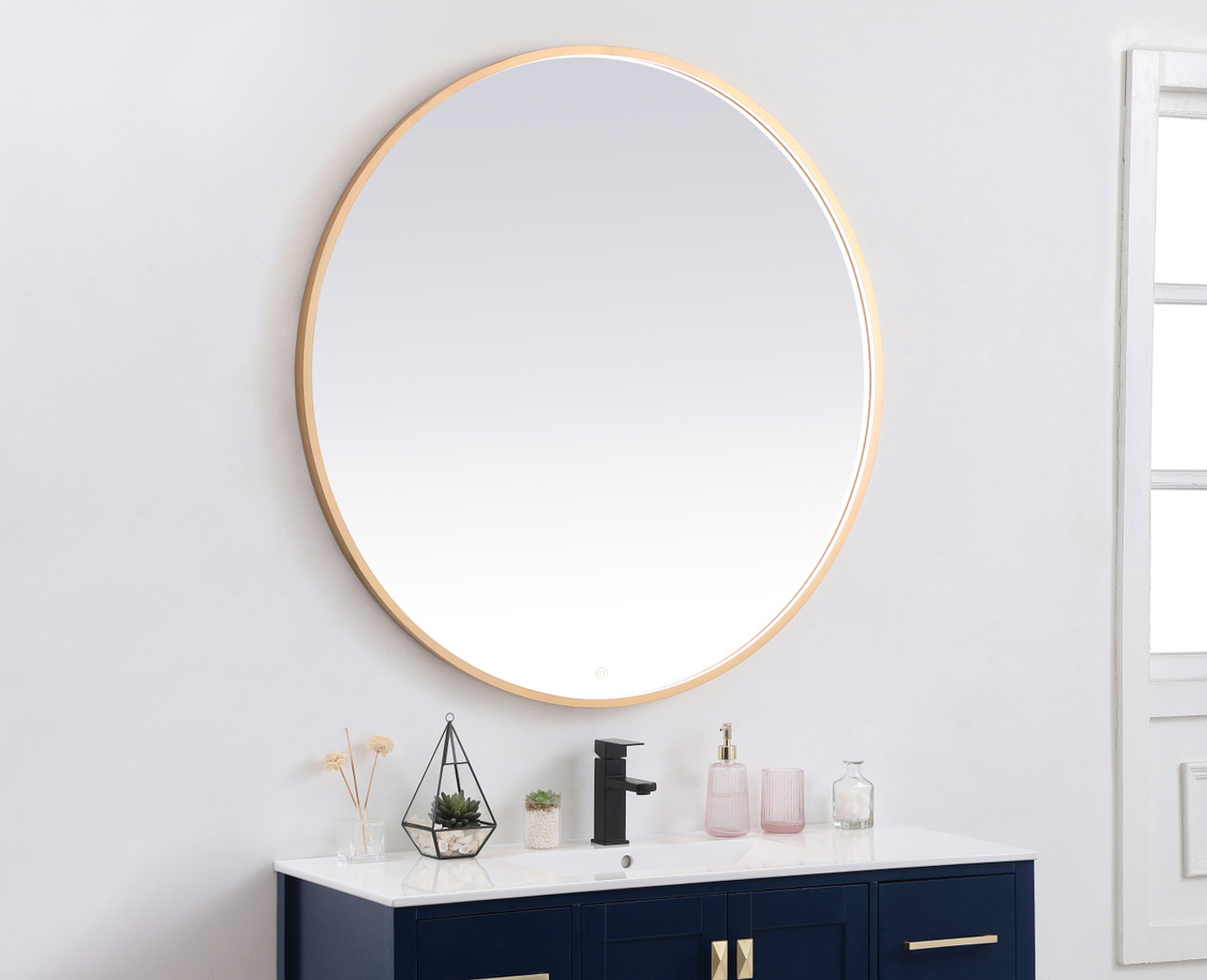 Elegant Decor MRE6045BR Pier 45 inch LED mirror with adjustable color temperature 3000K/4200K/6400K in brass