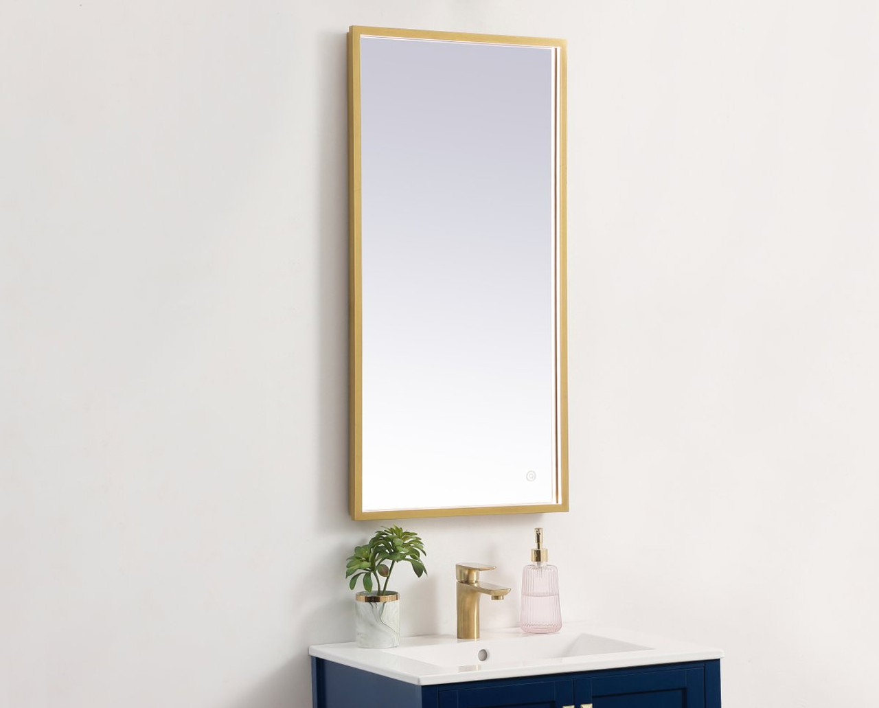 Elegant Decor MRE6048BR Pier 48 inch LED mirror with adjustable color temperature 3000K/4200K/6400K in brass