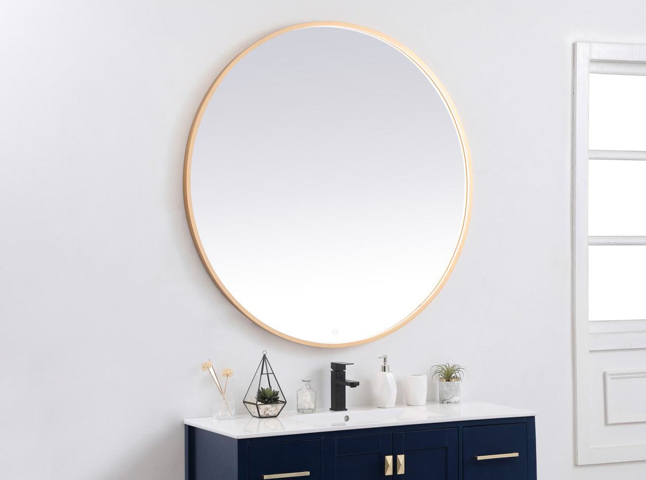 Elegant Decor MRE6048BR Pier 48 inch LED mirror with adjustable color temperature 3000K/4200K/6400K in brass