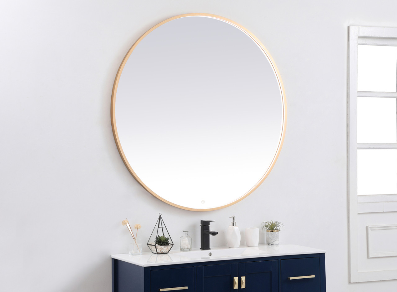 Elegant Decor MRE6048BR Pier 48 inch LED mirror with adjustable color temperature 3000K/4200K/6400K in brass