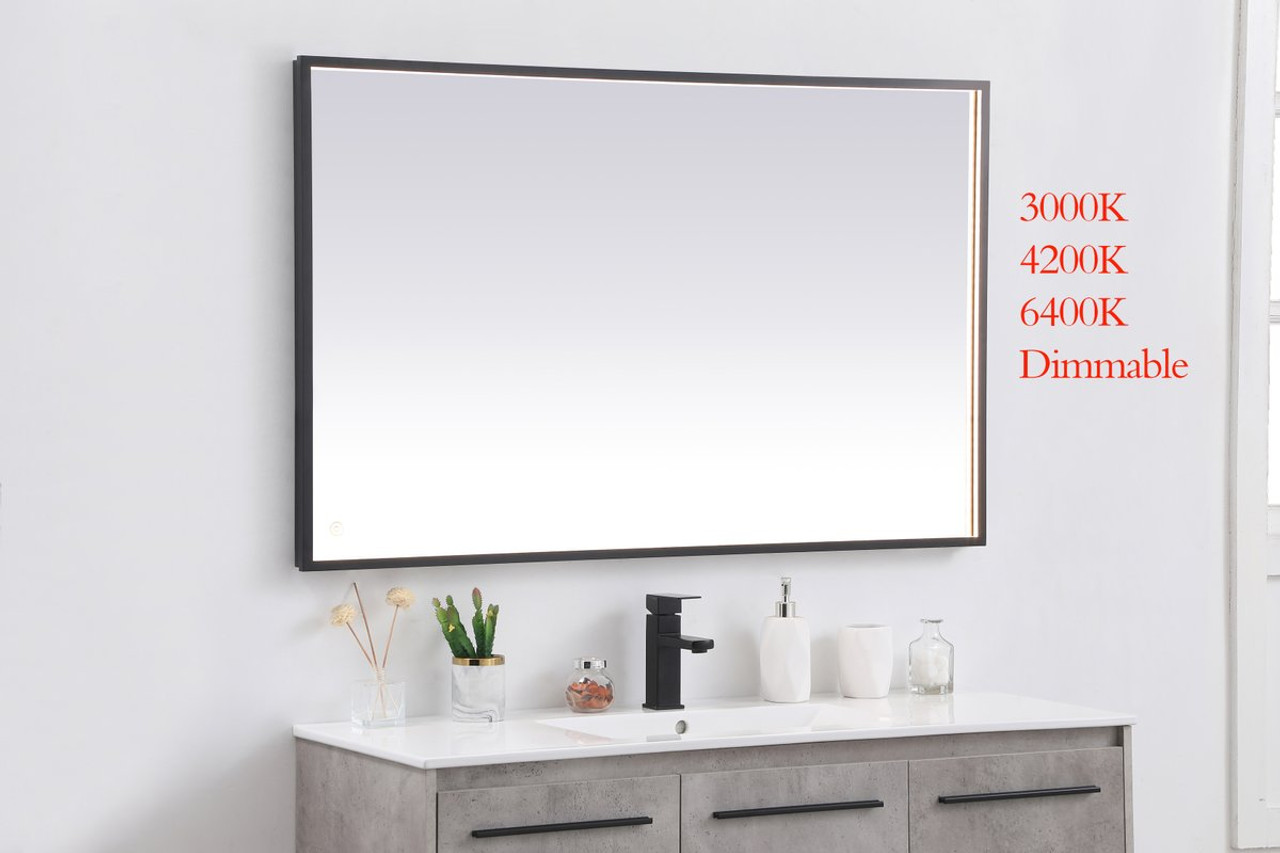 Elegant Decor MRE63048BK Pier 30x48 inch LED mirror with adjustable color temperature 3000K/4200K/6400K in black