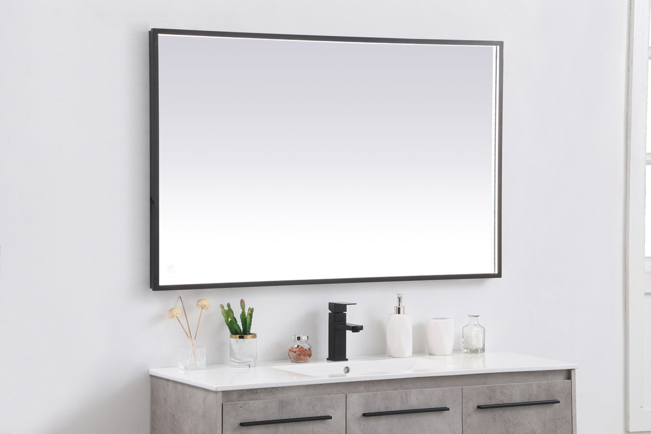 Elegant Decor MRE63048BK Pier 30x48 inch LED mirror with adjustable color temperature 3000K/4200K/6400K in black