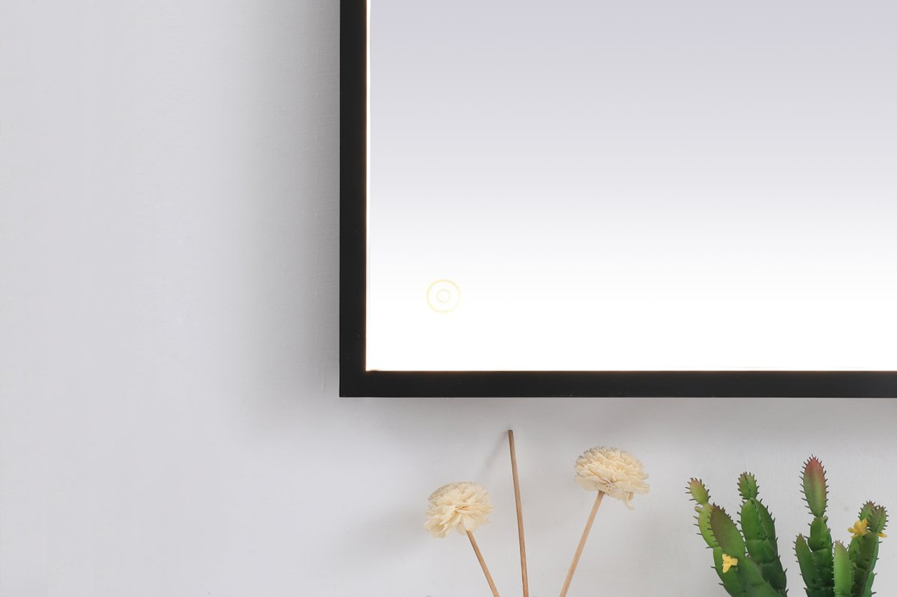 Elegant Decor MRE63048BK Pier 30x48 inch LED mirror with adjustable color temperature 3000K/4200K/6400K in black