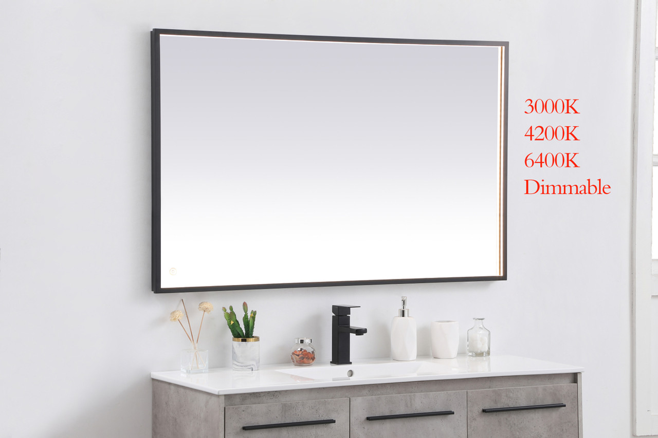 Elegant Decor MRE63048BK Pier 30x48 inch LED mirror with adjustable color temperature 3000K/4200K/6400K in black