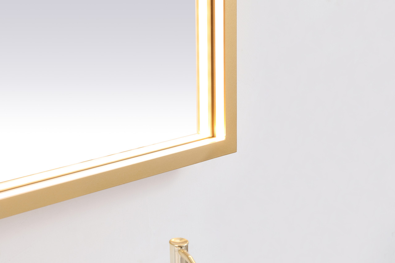 Elegant Decor MRE63048BR Pier 30x48 inch LED mirror with adjustable color temperature 3000K/4200K/6400K in brass
