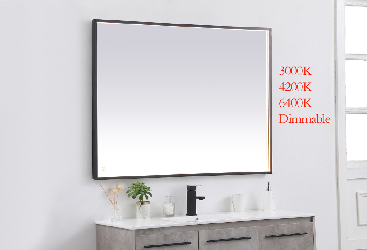 Elegant Decor MRE63648BK Pier 36x48 inch LED mirror with adjustable color temperature 3000K/4200K/6400K in black