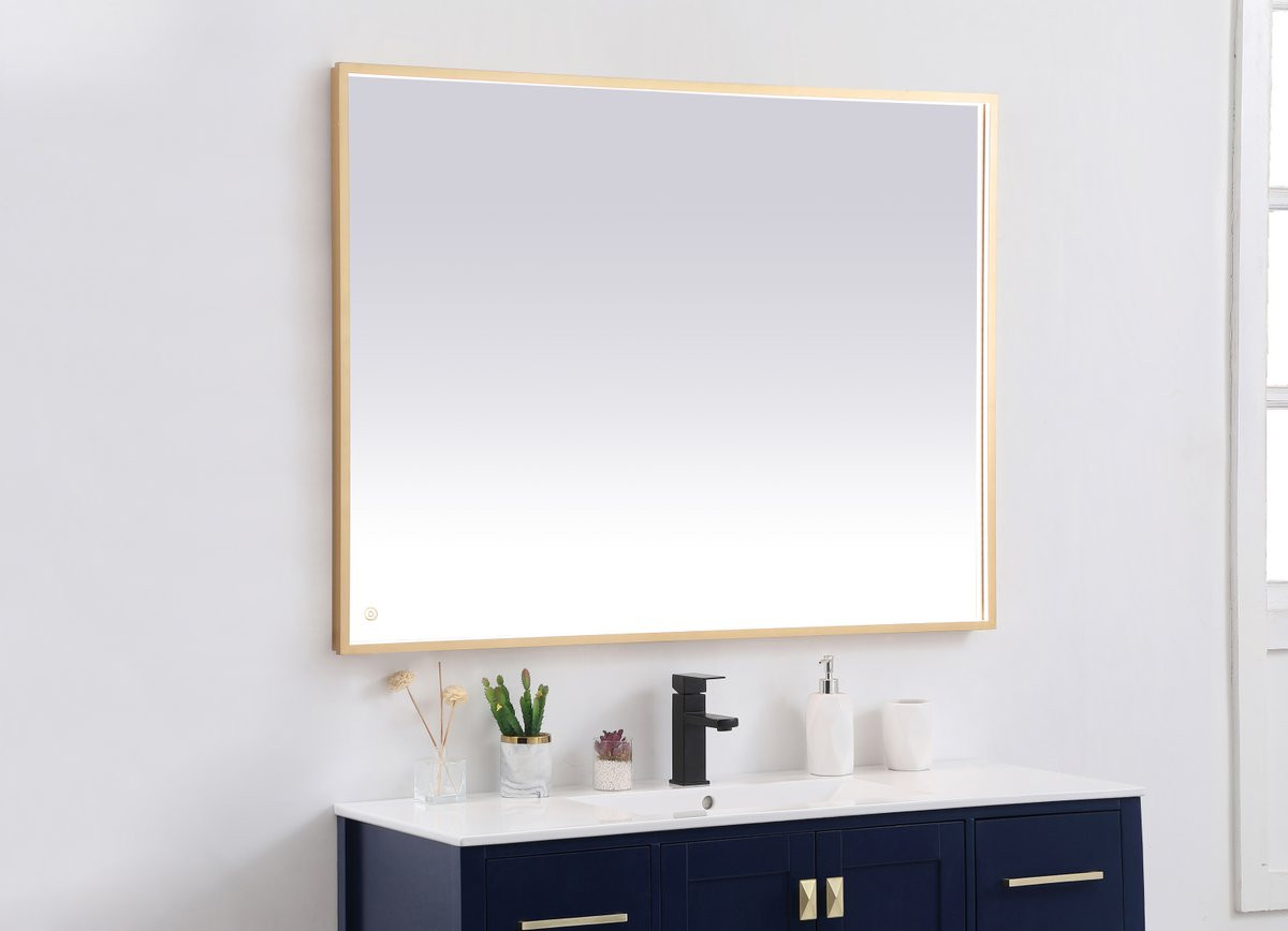 Elegant Decor MRE63648BR Pier 36x48 inch LED mirror with adjustable color temperature 3000K/4200K/6400K in brass