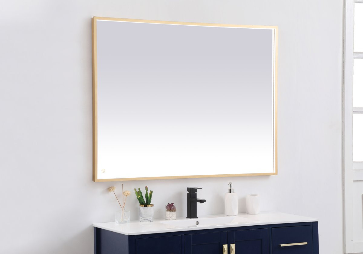 Elegant Decor MRE63648BR Pier 36x48 inch LED mirror with adjustable color temperature 3000K/4200K/6400K in brass