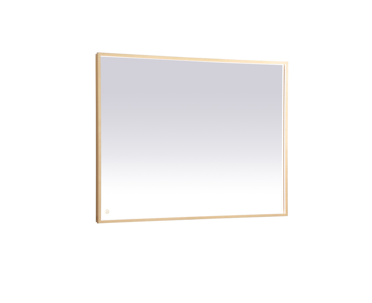 Elegant Decor MRE63648BR Pier 36x48 inch LED mirror with adjustable color temperature 3000K/4200K/6400K in brass