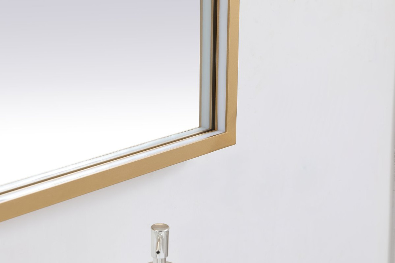 Elegant Decor MRE63660BR Pier 36x60 inch LED mirror with adjustable color temperature 3000K/4200K/6400K in brass