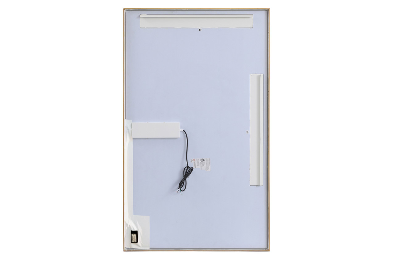 Elegant Decor MRE63660BR Pier 36x60 inch LED mirror with adjustable color temperature 3000K/4200K/6400K in brass