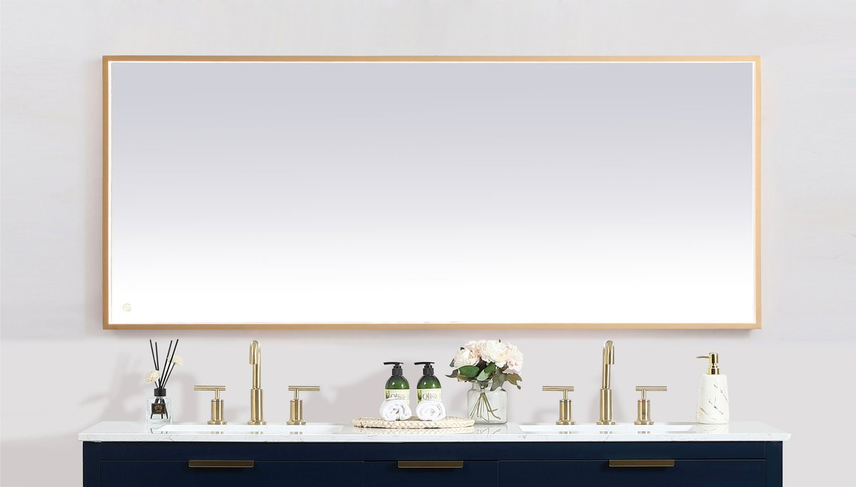 Elegant Decor MRE63072BR Pier 30x72 inch LED mirror with adjustable color temperature 3000K/4200K/6400K in brass