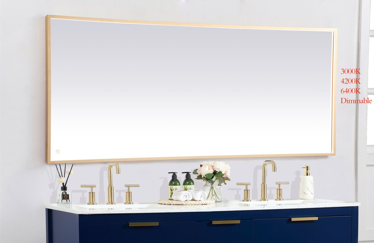 Elegant Decor MRE63072BR Pier 30x72 inch LED mirror with adjustable color temperature 3000K/4200K/6400K in brass