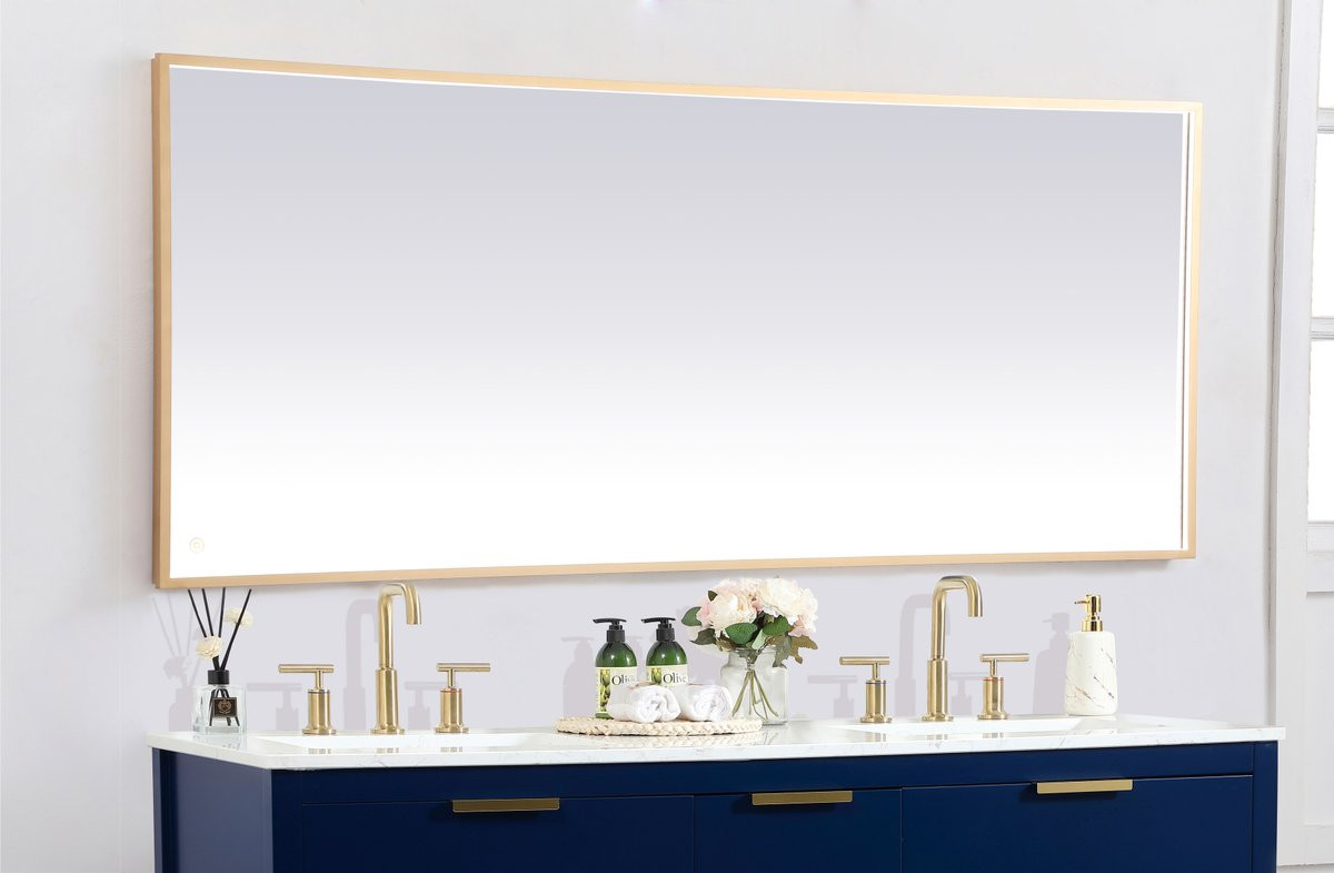 Elegant Decor MRE63072BR Pier 30x72 inch LED mirror with adjustable color temperature 3000K/4200K/6400K in brass