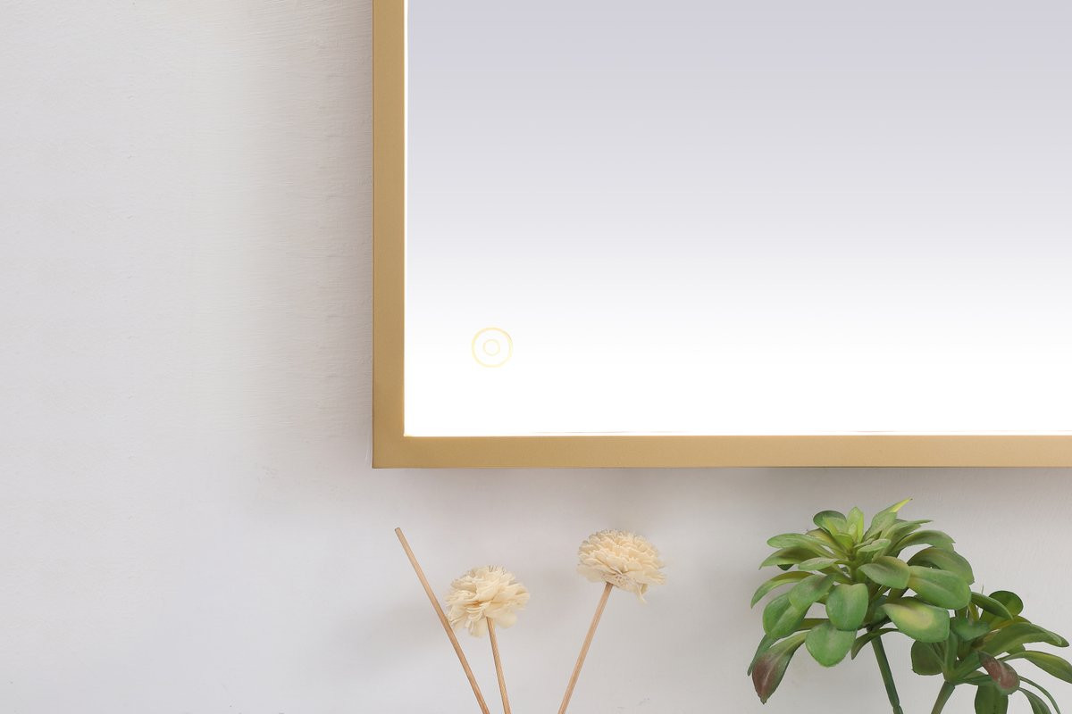 Elegant Decor MRE63072BR Pier 30x72 inch LED mirror with adjustable color temperature 3000K/4200K/6400K in brass