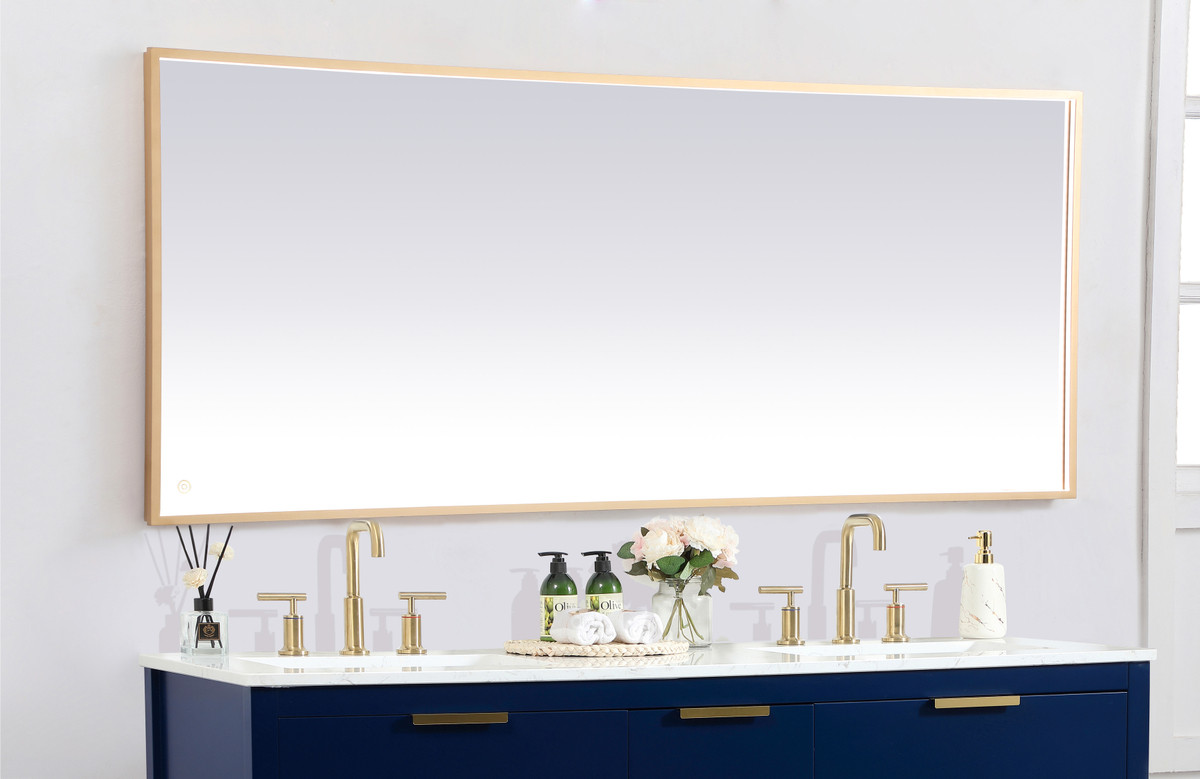 Elegant Decor MRE63072BR Pier 30x72 inch LED mirror with adjustable color temperature 3000K/4200K/6400K in brass
