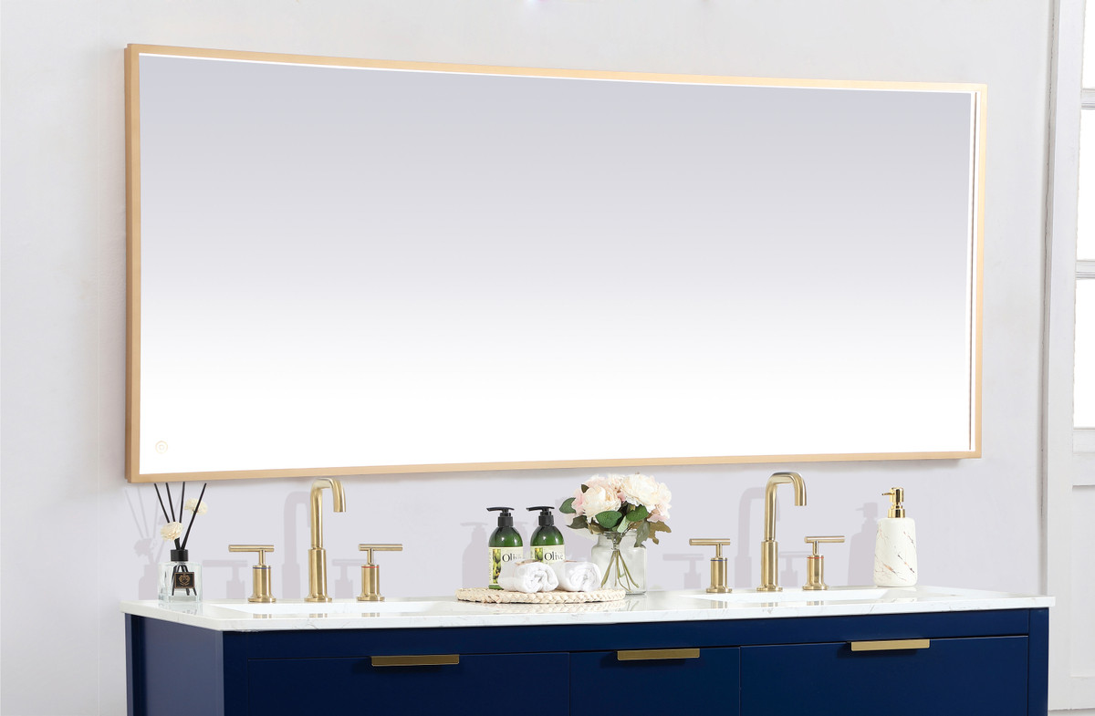 Elegant Decor MRE63072BR Pier 30x72 inch LED mirror with adjustable color temperature 3000K/4200K/6400K in brass