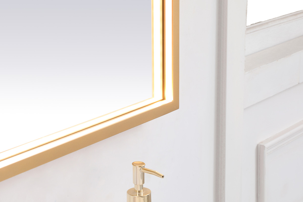 Elegant Decor MRE63072BR Pier 30x72 inch LED mirror with adjustable color temperature 3000K/4200K/6400K in brass
