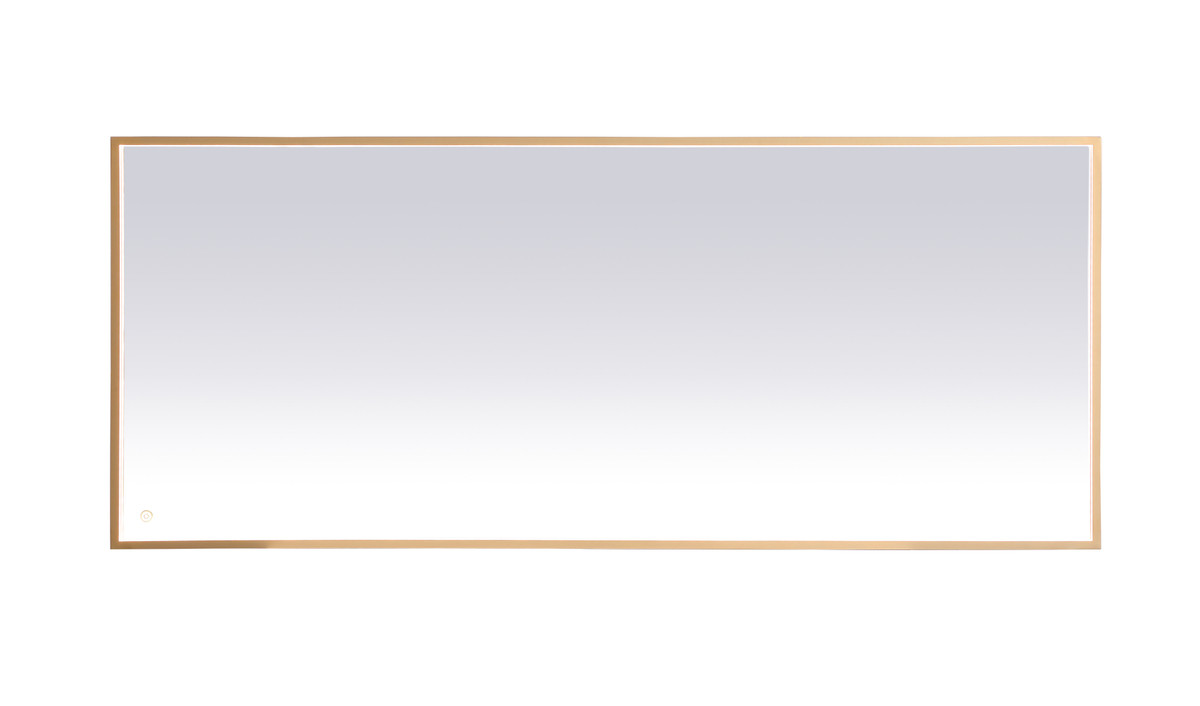 Elegant Decor MRE63072BR Pier 30x72 inch LED mirror with adjustable color temperature 3000K/4200K/6400K in brass