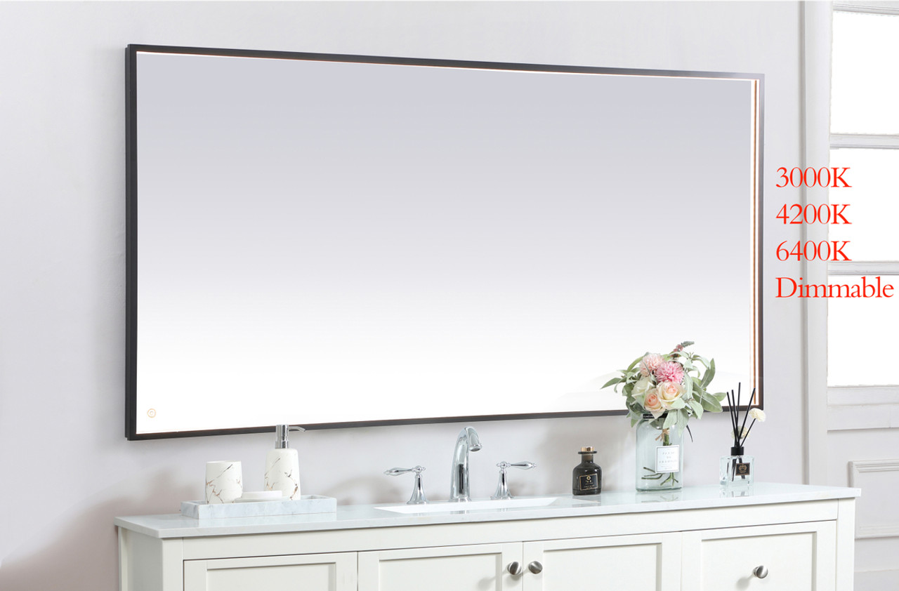 Elegant Decor MRE63672BK Pier 36x72 inch LED mirror with adjustable color temperature 3000K/4200K/6400K in black