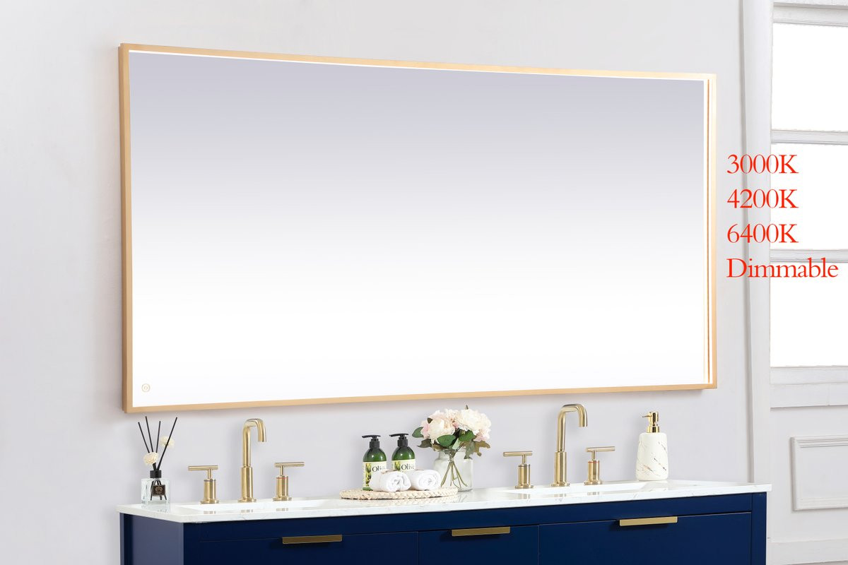 Elegant Decor MRE63672BR Pier 36x72 inch LED mirror with adjustable color temperature 3000K/4200K/6400K in brass