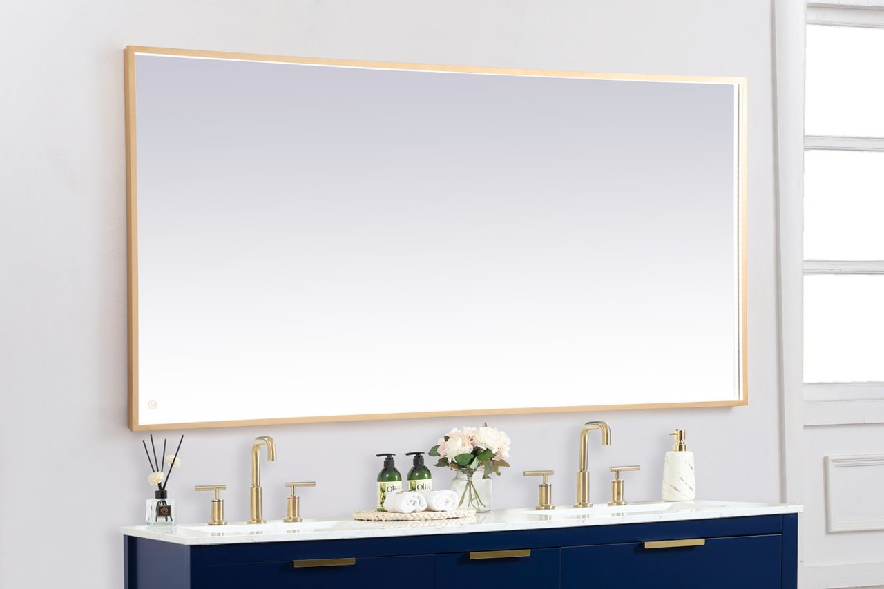 Elegant Decor MRE63672BR Pier 36x72 inch LED mirror with adjustable color temperature 3000K/4200K/6400K in brass