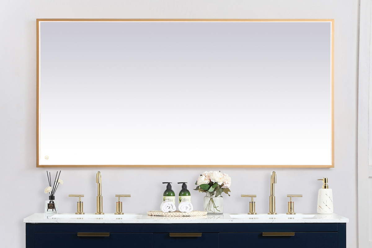 Elegant Decor MRE63672BR Pier 36x72 inch LED mirror with adjustable color temperature 3000K/4200K/6400K in brass