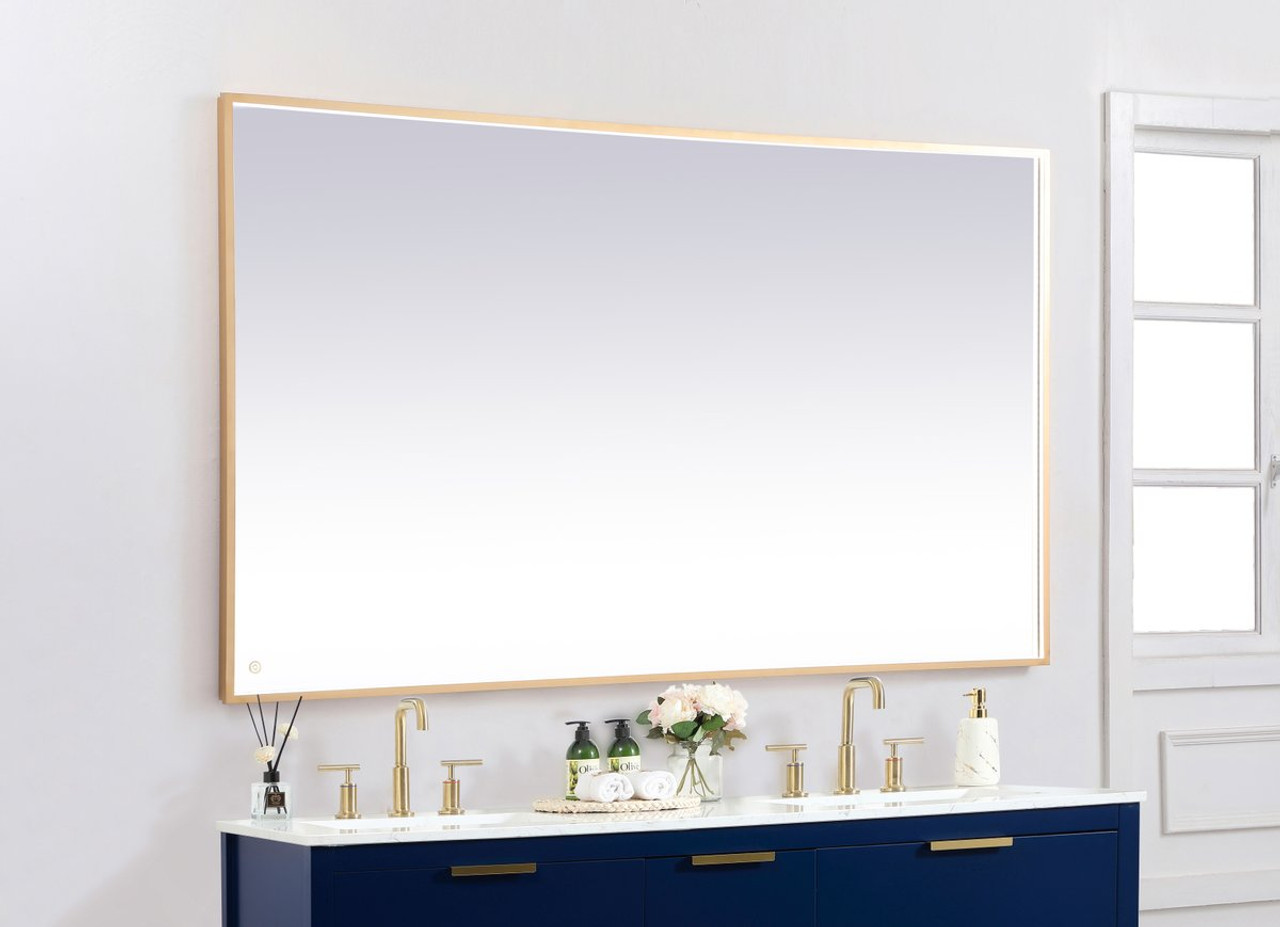 Elegant Decor MRE64272BR Pier 42x72 inch LED mirror with adjustable color temperature 3000K/4200K/6400K in brass