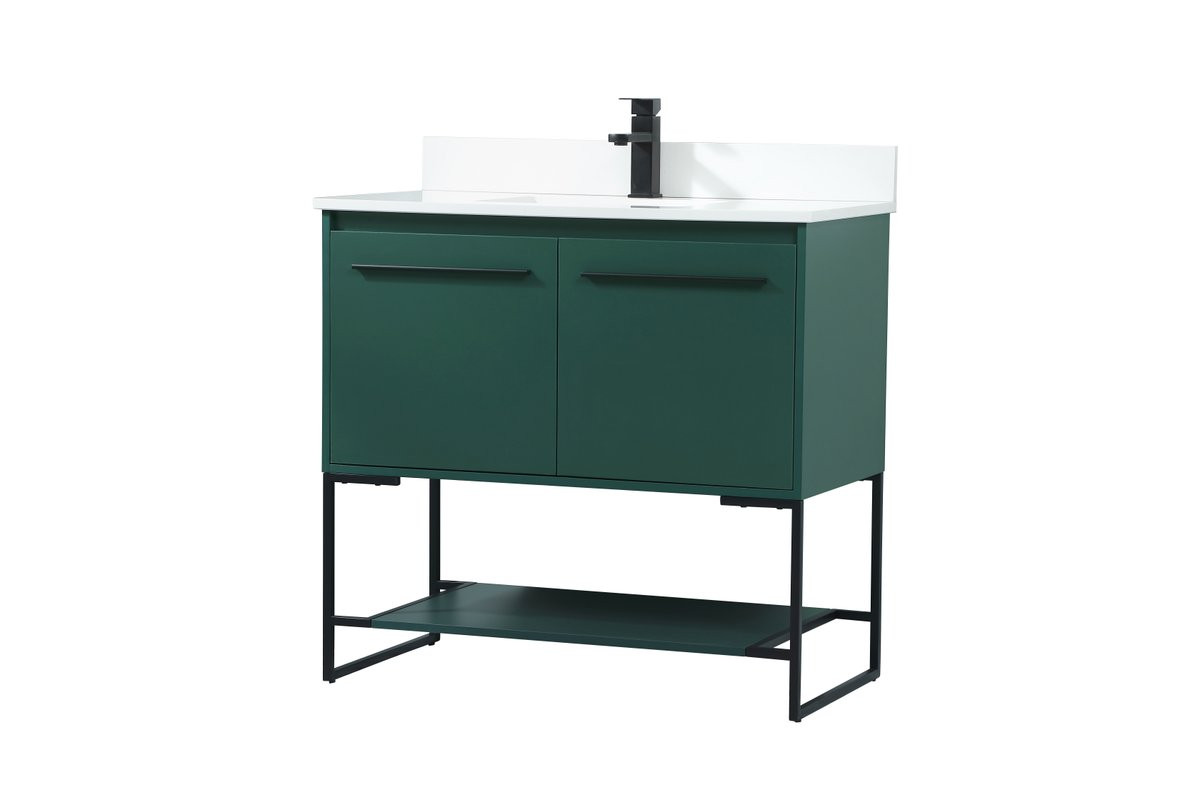 Elegant Decor VF42536MGN-BS 36 inch single bathroom vanity in green with backsplash
