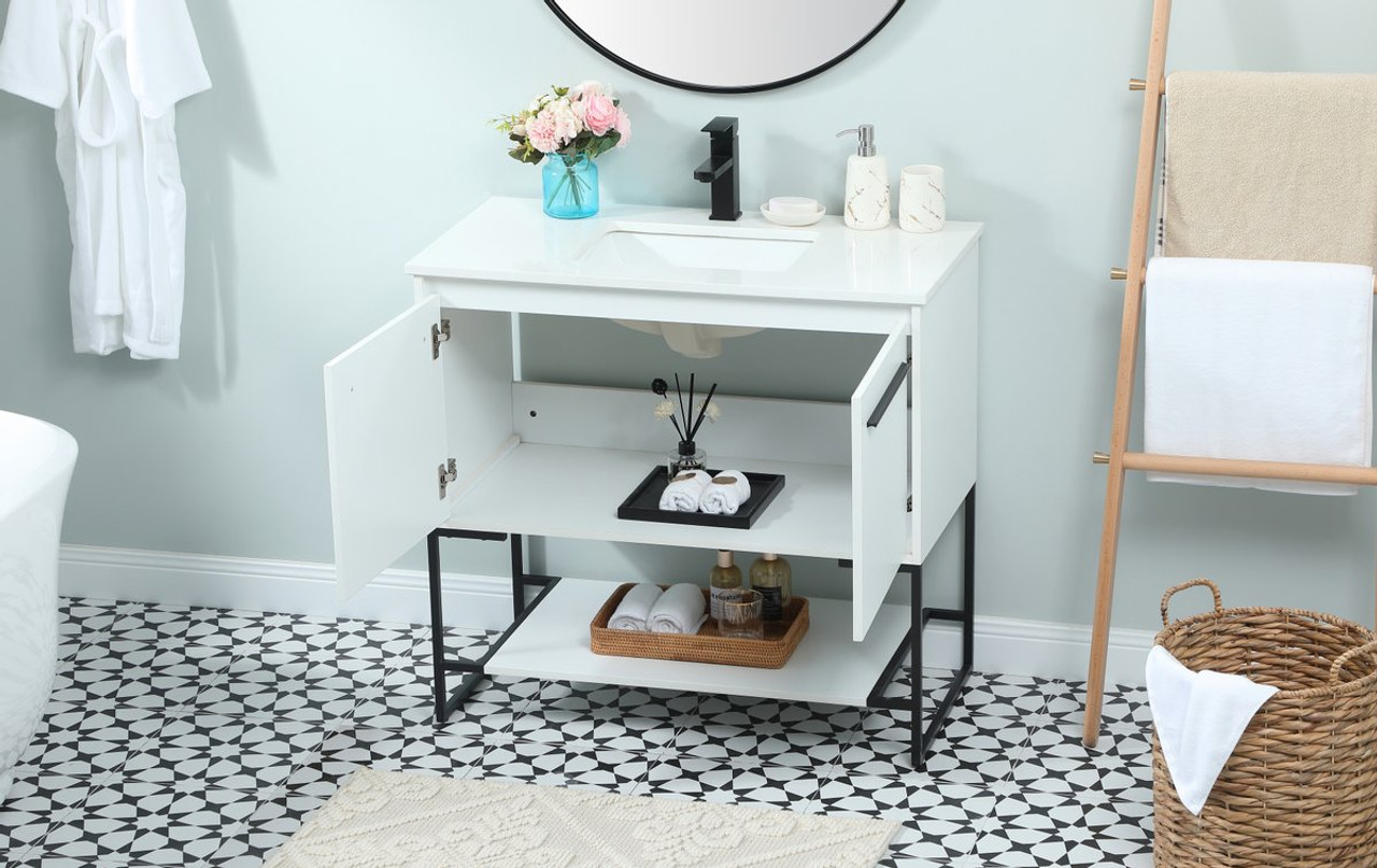 Elegant Decor VF42536MWH 36 inch single bathroom vanity in white