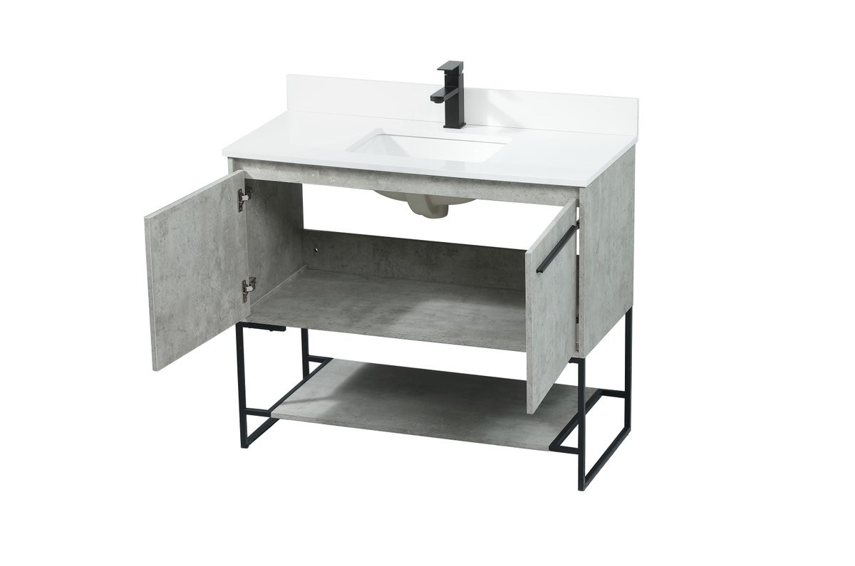 Elegant Decor VF42540MCG-BS 40 inch single bathroom vanity in concrete grey with backsplash