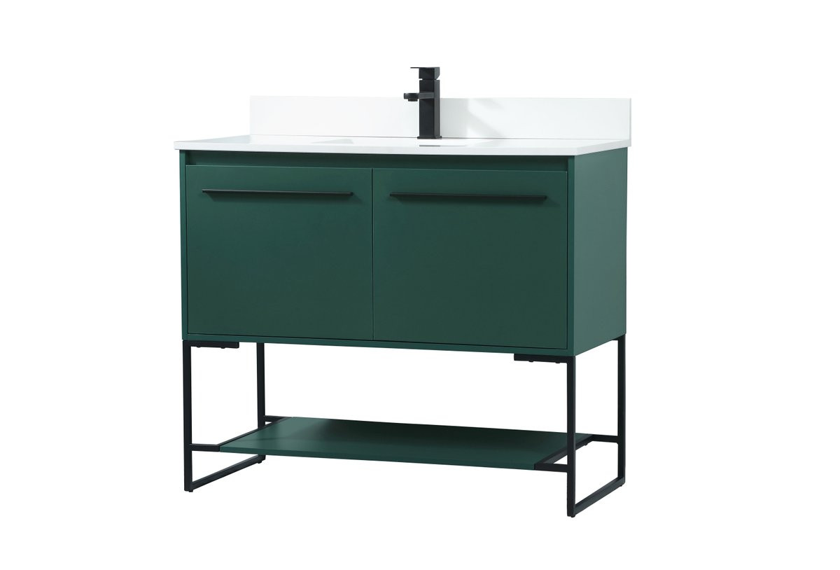 Elegant Decor VF42540MGN-BS 40 inch single bathroom vanity in green with backsplash