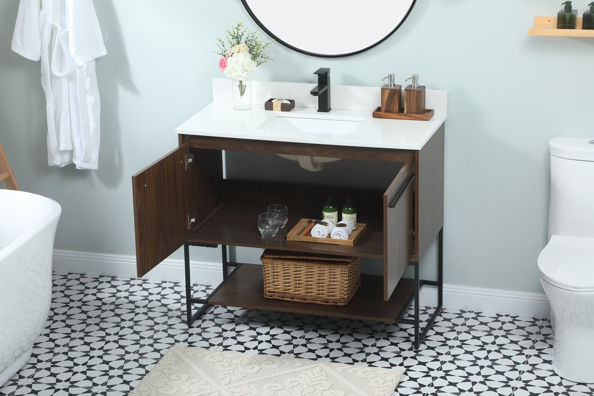 Elegant Decor VF42540MWT-BS 40 inch single bathroom vanity in walnut with backsplash