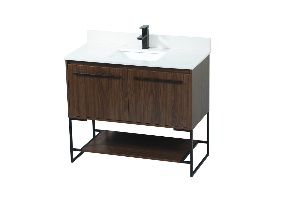Elegant Decor VF42540MWT-BS 40 inch single bathroom vanity in walnut with backsplash