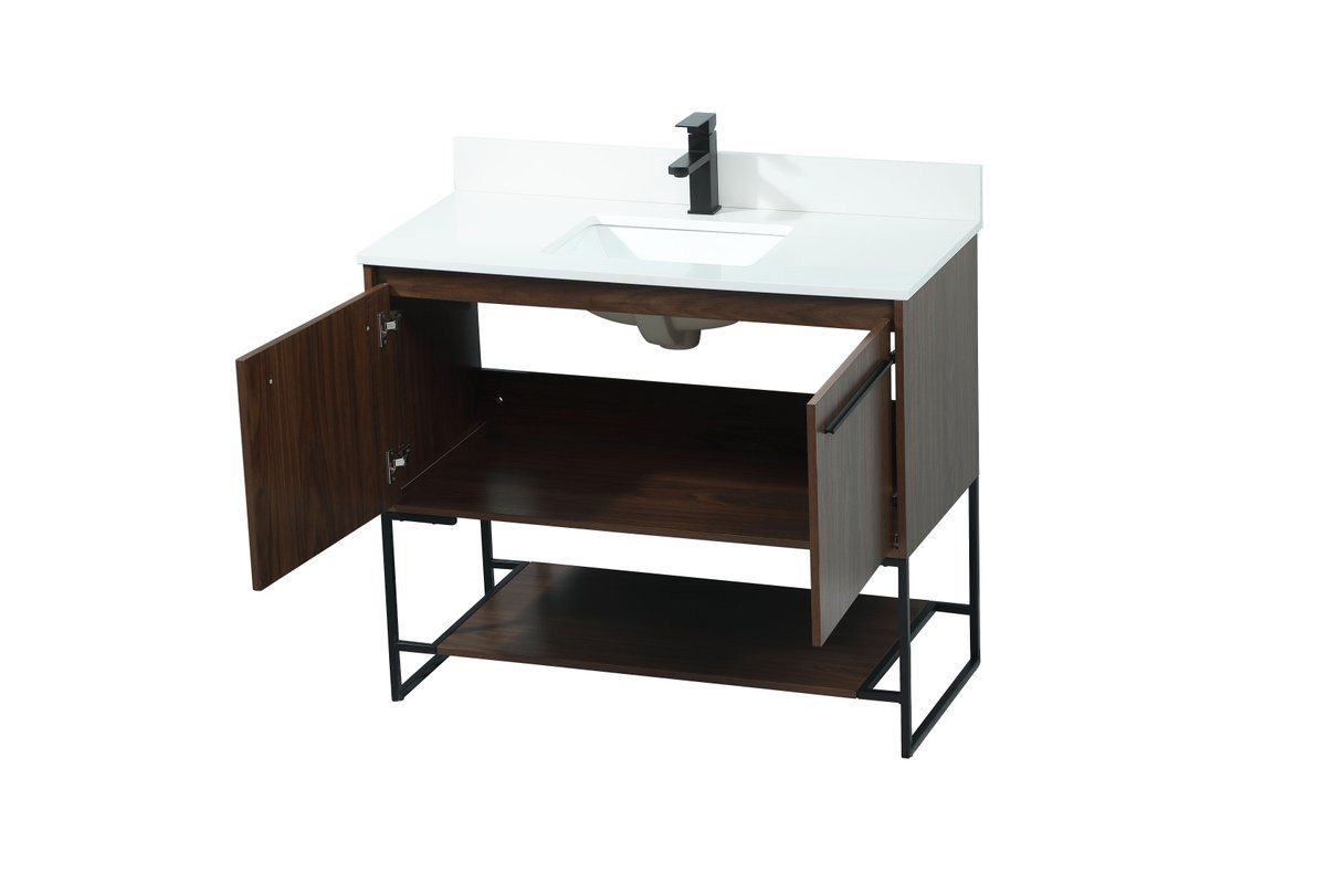 Elegant Decor VF42540MWT-BS 40 inch single bathroom vanity in walnut with backsplash